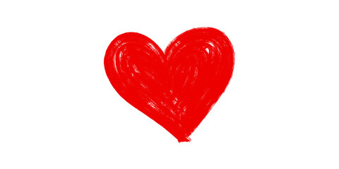 Obraz premium Hand-drawn red heart doodle isolated on transparent background.