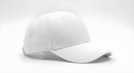 Fototapeta premium Plain white baseball cap isolated on white background minimal design