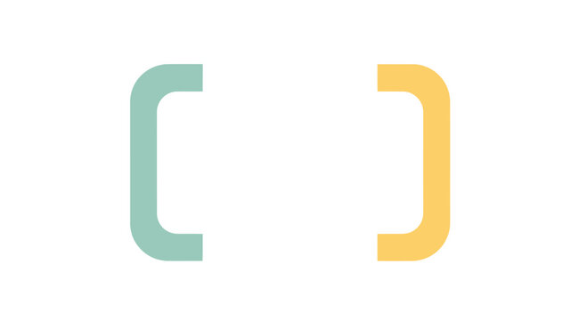 Curly Brackets Symbols in Green and Yellow.