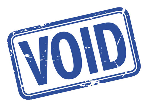 Blue "VOID" Stamp with Distressed Texture and White Background