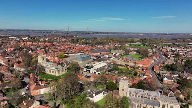 Aerial Video Barton Upon Humber UK. Barton is a town and civil parish in the North Lincolnshire district, in the ceremonial county of Lincolnshire, England. The population at the 2011 census was 11,06