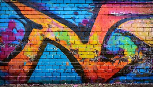 colorful graffiti art adorns a brick wall creating a vibrant urban expression of modern creativity