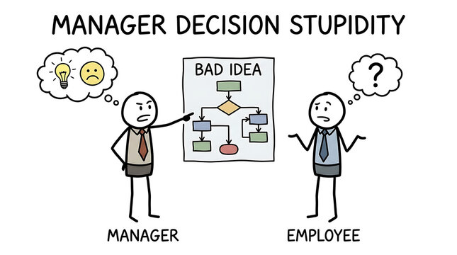 A manager presents a questionable plan to an employee in an office setting.