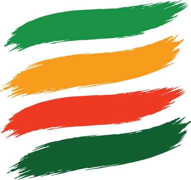 Colorful Brush Stroke Set &ndash; Green Orange Red Paint Streak Abstract Background