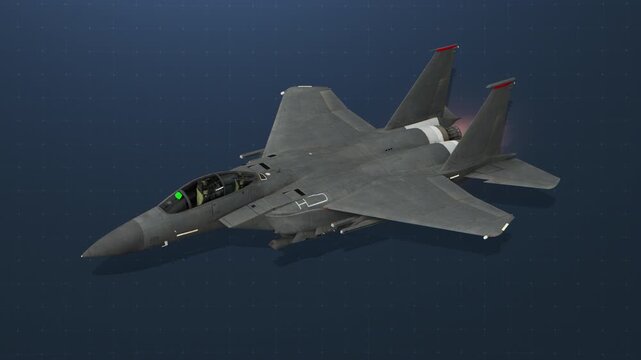 Cinematic F-15E Strike Eagle Fighter Jet in Flight &ndash; Digital Render