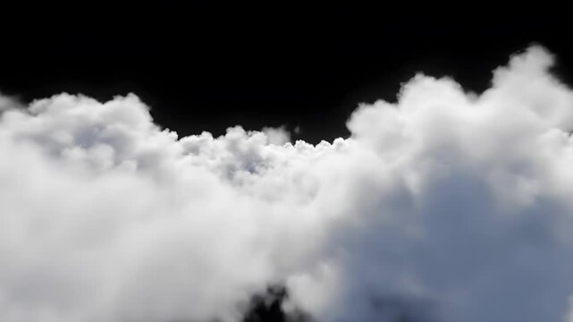 White fluffy clouds floating in dark sky with aerial perspective