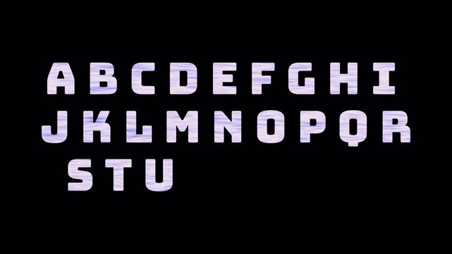 Alphabet typing animation with white letters sequence. Minimal typography display on dark background.