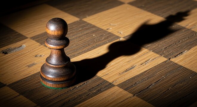 Chess pawn on chessboard with shadow