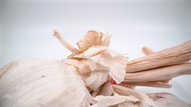 Close up of garlic on white background isolated