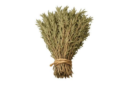 Dried rosemary herb bundle with rope tying