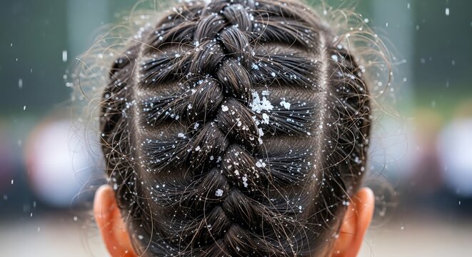 Braided hairstyle with snow detail