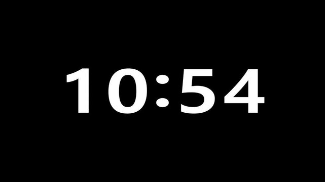 Modern white countdown timer from 11 minute to 10 minute on Black background. 
