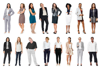 Fototapeta premium PNG Diverse professional women standing confidently on transparent background