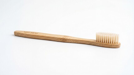 Naklejka premium Bamboo toothbrush isolated on white background