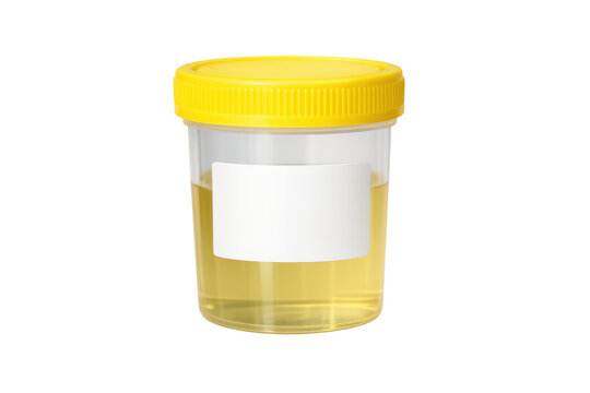 Urine sample medical test cup on transparent background