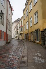 Fototapeta premium Colorful historical buildings along a city street