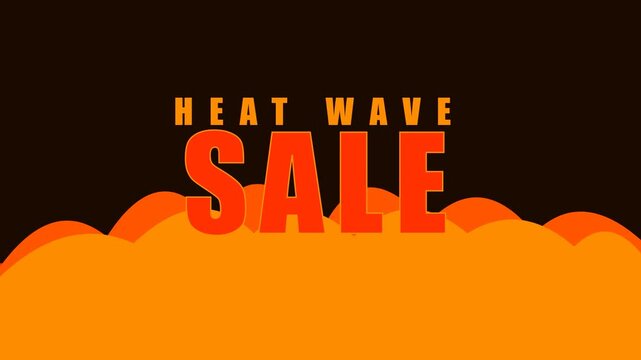 Heat wave sale promotional banner, summer seasonal discount typography on orange heat haze background, hot weather retail marketing graphic for social media and advertising