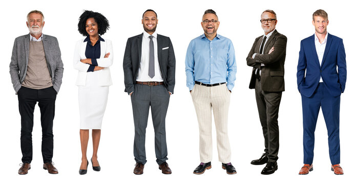 PNG Diverse professionals standing confidently on transparent background