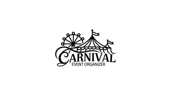 Carnival Event Organizer Logo with Ferris Wheel and Tent
