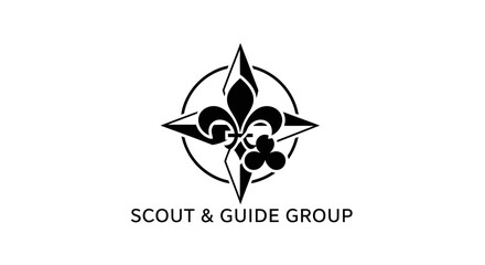 Scout & Guide Group Logo Emblem with Compass Rose and Fleur-de-lis Symbol © MAHARANI