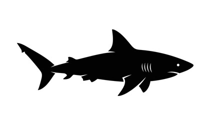 Obraz premium Black Shark Silhouette Swimming.