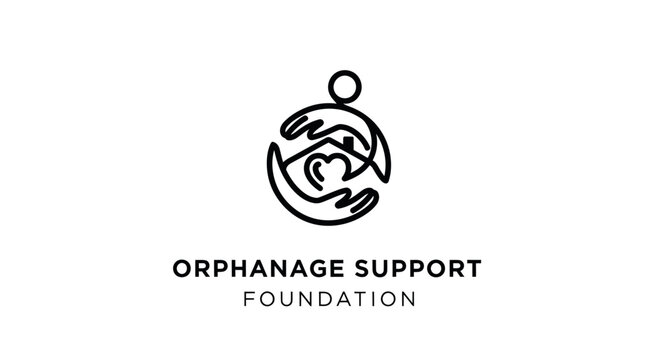 Orphanage Support Foundation Logo: Care, Home, Community, Help, Charity
