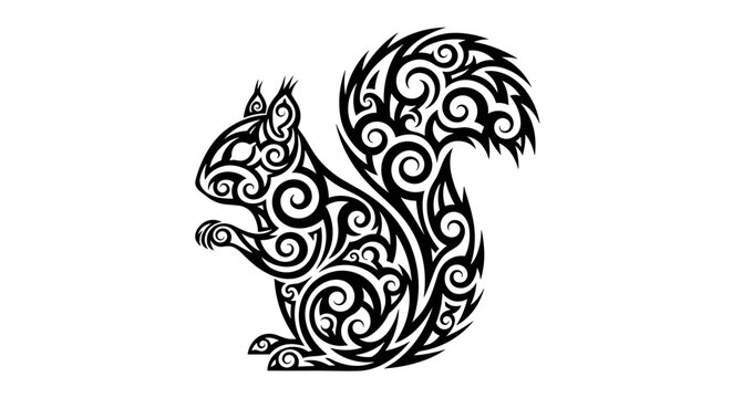 Black Squirrel Tribal Tattoo Design.