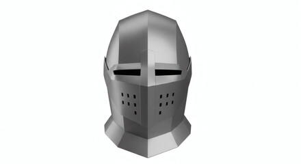 Fototapeta premium Medieval Silver Knight Helmet with Visor and Ventilation Holes