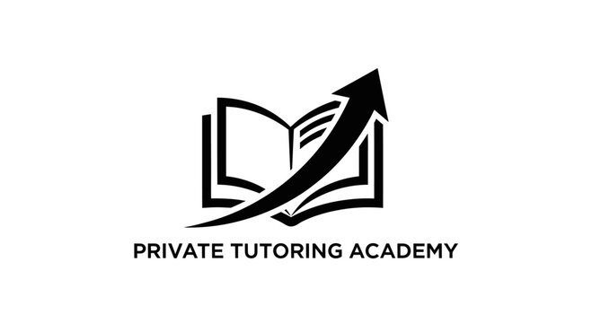 Open Book with Upward Arrow Logo - Private Tutoring Academy