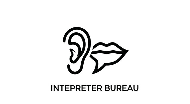 Interpreter Bureau Logo: Ear and Mouth Icon symbolizing communication and translation services