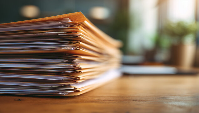 A stack of documents on the table
