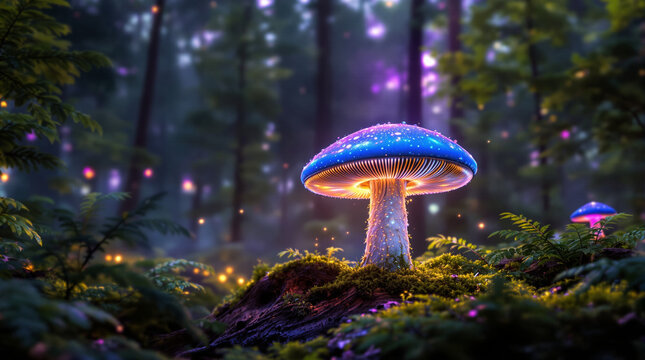 mushroom with beautiful fantasy light