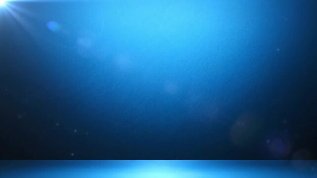 Abstract blue background with stage floor and light flare for presentations and product displays