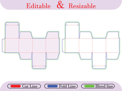 Box template cut fold and bleed lines packaging die cut 1