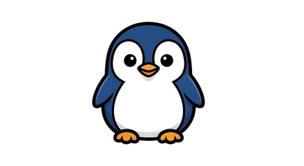 Fototapeta premium cute cartoon penguin on white background winter illustration