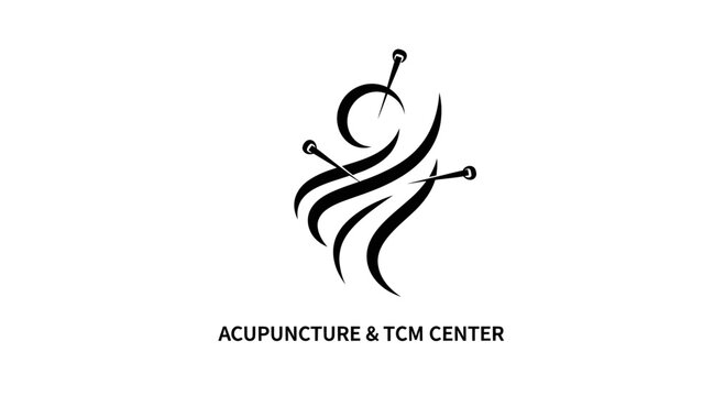 Acupuncture Needles Logo - Traditional Chinese Medicine Symbol