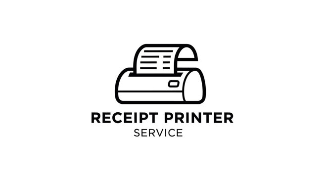 Receipt printer service logo, cash register, point of sale equipment icon