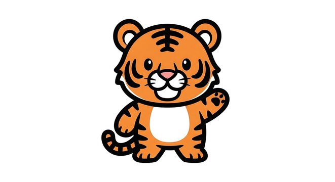 Cute cartoon tiger isolated on white background vector illustration