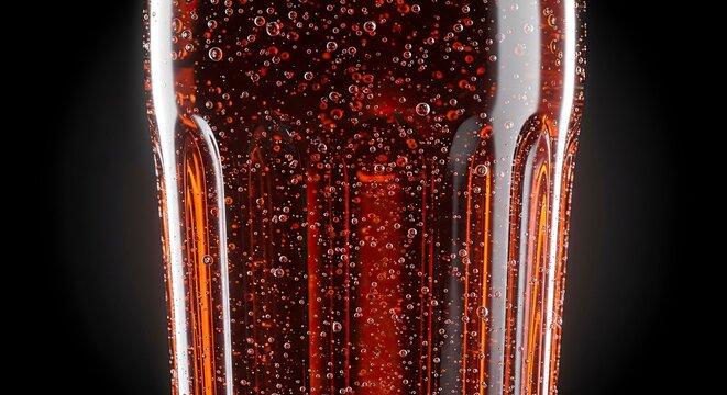 Close-up of Bubbles in a Dark Red Beverage