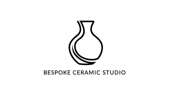Minimalist ceramic vase logo and text