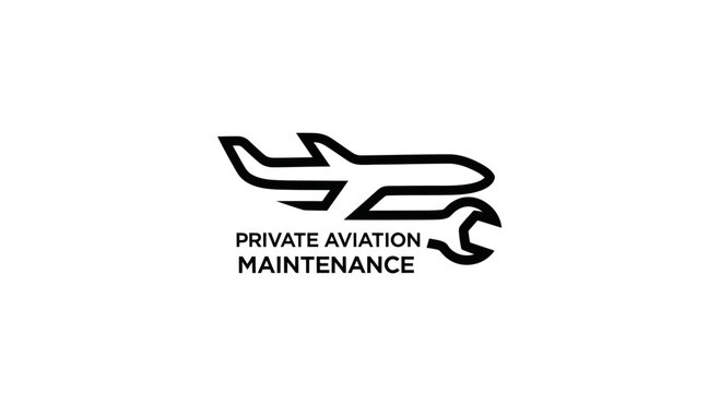 Private Jet Maintenance Icon: Airplane and Wrench Symbol