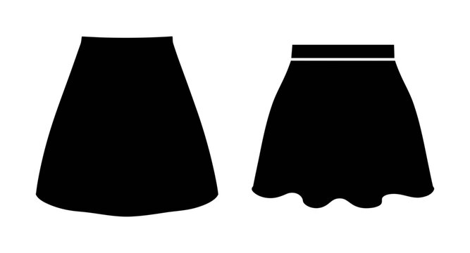 Two black skirt silhouettes with different waistbands and hems