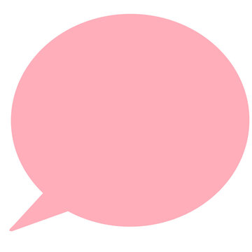 Cute pastel pink oval speech bubble talk balloon flat design illustration