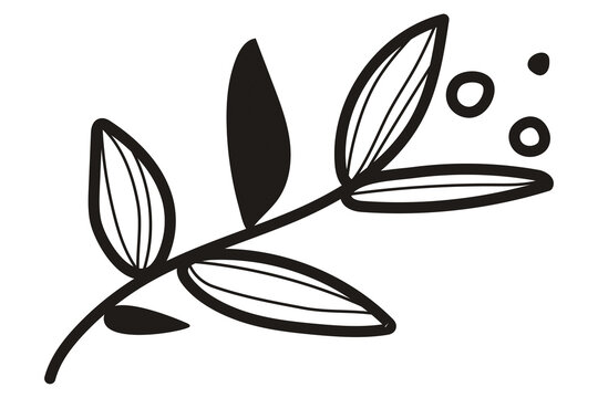 Line art leaf png, transparent background