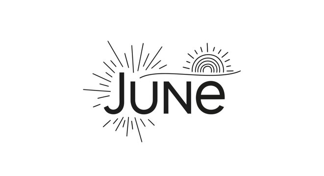 June month name logo design.