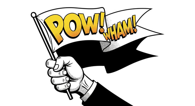 Superhero POW WHAM Comic Action Flag