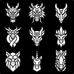 Obraz premium Collection of fantasy animal head logos.
