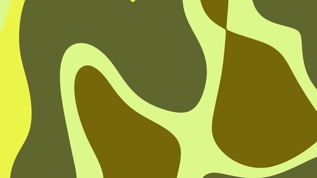 Abstract Camouflage Pattern Motion in Green and Yellow Tones.