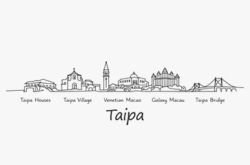 Obraz premium Flat Design one line without breaking the Endime city.
