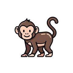 Fototapeta premium Cute cartoon monkey standing alone.